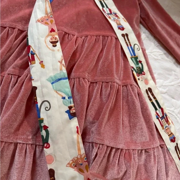 Pink Chicken Christmas Nutcracker Dress Pink Velour Velvet Size 5Y Ruffle - Picture 3 of 6